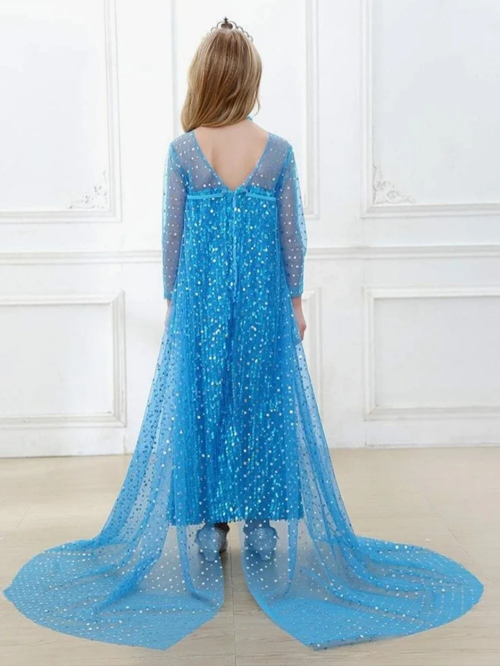 Frozen Inspired Costume Blue Sparkly Princess Dress - Size 6